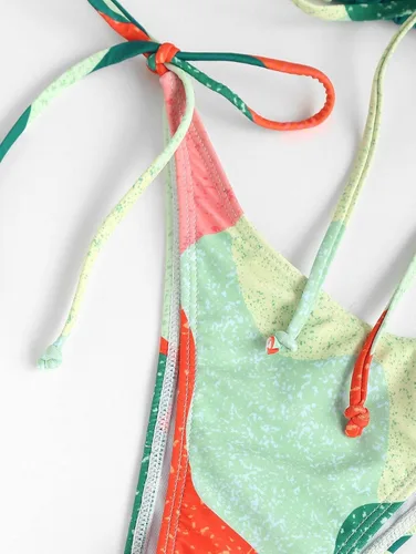 Vista 5 de ZAFUL Conjunto de bikini de corte alto para mujer, traje de baño sexy