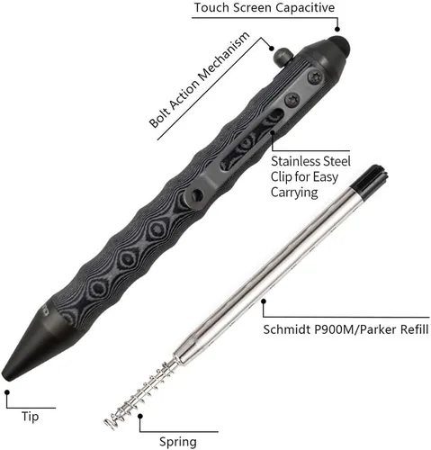 Vista 6 de Cool Hand 4.5 '' G10 EDC Bolígrafo de tinta recargable Bolt Action Gris/Negro