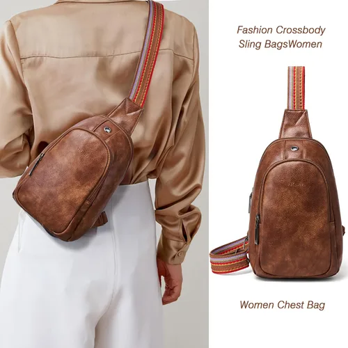 Vista 7 de Riñonera de cuero para mujer, bolsa cruzada de viaje de moda