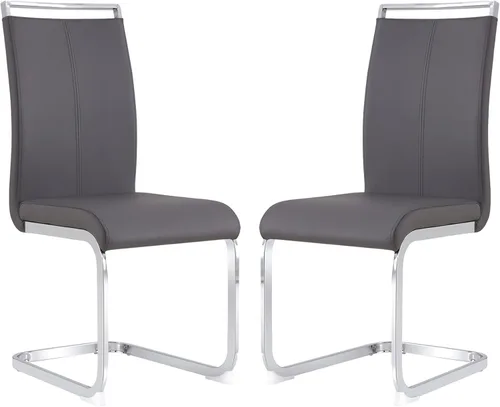 Vista 36 de gopop Juego de sillas de comedor, sillas modernas de metal con asiento acolchado de piel sintética, respaldo alto y patas cromadas resistentes, Negro