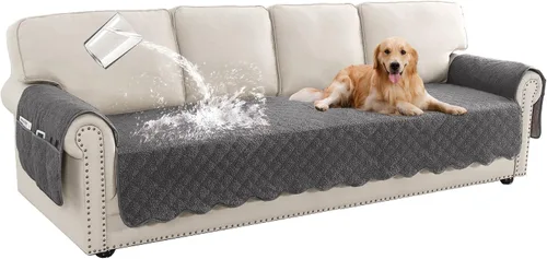 Vista 8 de Turquoize Fundas de sofá impermeables para perros, fundas protectoras para mascotas, fundas de sofá lavables con bolsillo lateral para sofá de 3