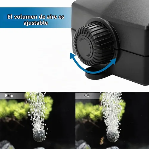 Vista 2 de Aquarium Air Pump Single Outlet/Dual Outlet Adjustable Aerator with Accessories for 10-100 Gallon Fish Tank