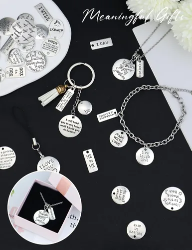 Vista 7 de JIALEEY Dijes motivacionales, al por mayor, lotes a granel, colgantes de mensaje inspirador para manualidades, accesorios para hacer joyas