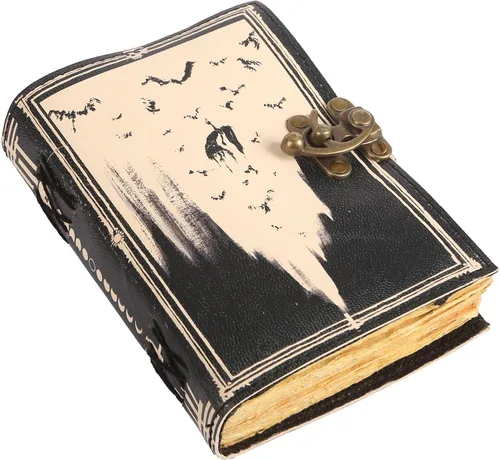 Vista 20 de Book of Spells - Diario encuadernado en cuero con papel de borde irregular, grimorio, diario impreso del Tercer Ojo, suministros de brujería