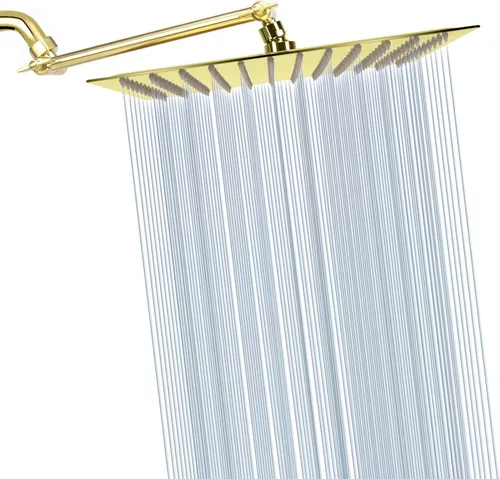 Vista 12 de Cabezal de ducha de lluvia con brazo de extensión ajustable de 11 pulgadas, cabezal de ducha cuadrado grande de acero inoxidable de alto flujo