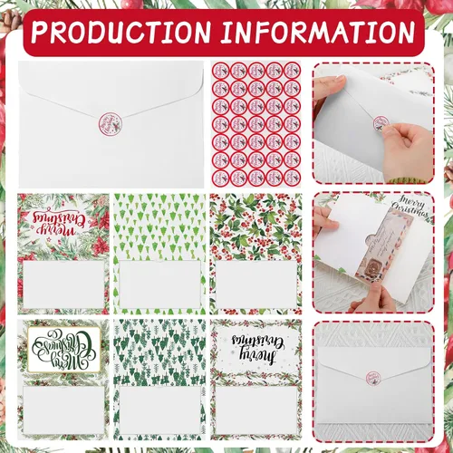 Vista 6 de Zhanmai 570 tarjetas de felicitación con marco de fotos de Navidad con sobres blancos, funda de fotos de Navidad, tarjetas de felicitación