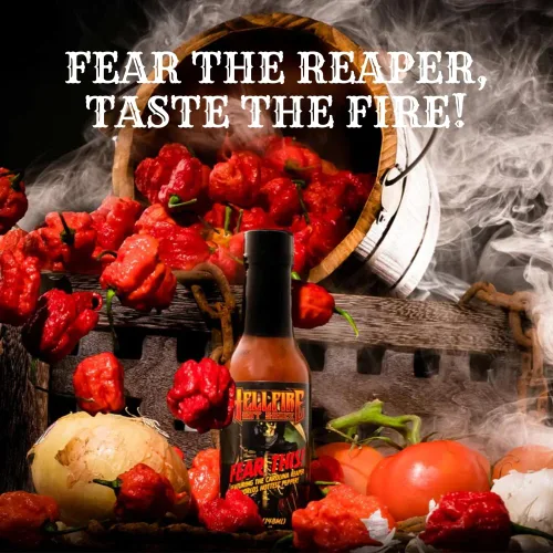 Vista 4 de Hellfire Fear This! Salsa picante galardonada Carolina Reaper de 5.0 fl oz