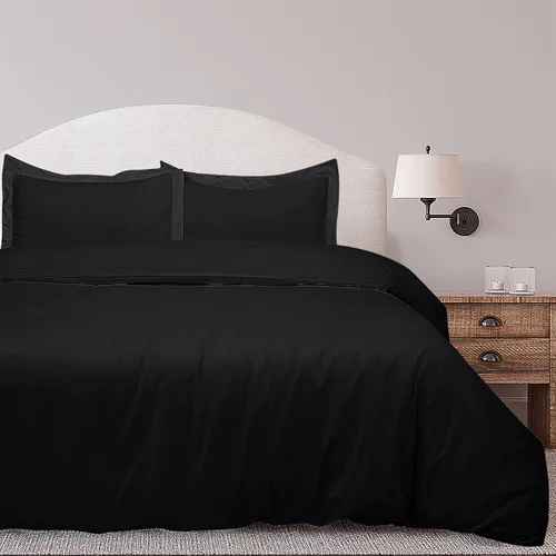 Vista 2 de ROYALE LINENS Funda de edredón negra tamaño individual – Fundas de edredón de 2 piezas – Cierre de cremallera – 1 funda de edredón individual de 68