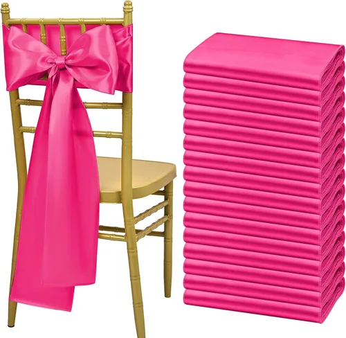 Vista 12 de Showgeous 60 cintas de satén color burdeos para decoración de sillas de recepción de boda, lazos para sillas de 7 x 78 pulgadas para banquetes
