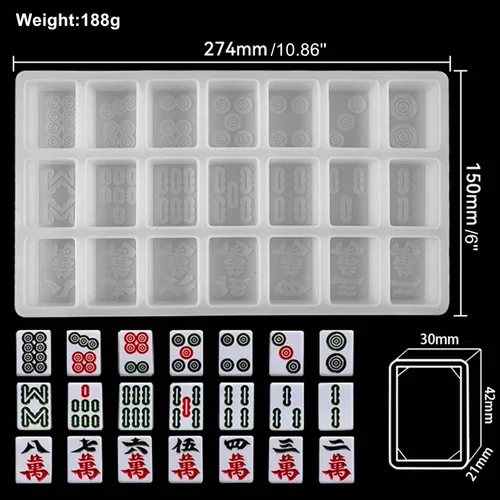 Vista 3 de Molde de Mahjong, chino Mahjong Tile Set Moldes de silicona