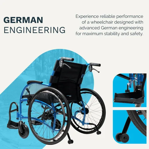 Vista 9 de Sillas de ruedas resistentes 24HD para adultos, silla de transporte plegable ligera con respaldo ergonómico, diseño portátil y marco duradero, ancho