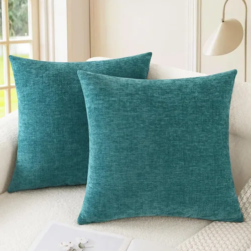 Vista 25 de CaliTime - Paquete de 2 fundas de almohada acogedoras para sofá, decoración del hogar, felpilla suave teñida sólida, 16 x 16 pulgadas, marrón Marrón