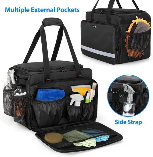 Vista 3 de samdew Bolsa grande de detalles, organizador de detalles para almacenamiento de suministros de detalles de automóviles, organizador de limpieza
