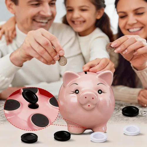 Vista 2 de Piggy Bank Stoppers, 20 Silicone Replacement Plugs, 5 Sizes