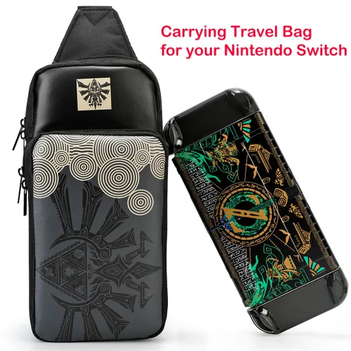 Vista 7 de Owngen Travel Bag for Nintendo SwitchLiteOLED, for Zelda Tears of the Kingdom Portable Sling Shoulder Crossbody Carrying Storage Accessories