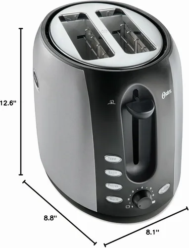 Vista 6 de Oster 2-Slice Toaster with Extra Wide Slots, Bagel Toaster for All Bread Types, Brushed Stainless Steel