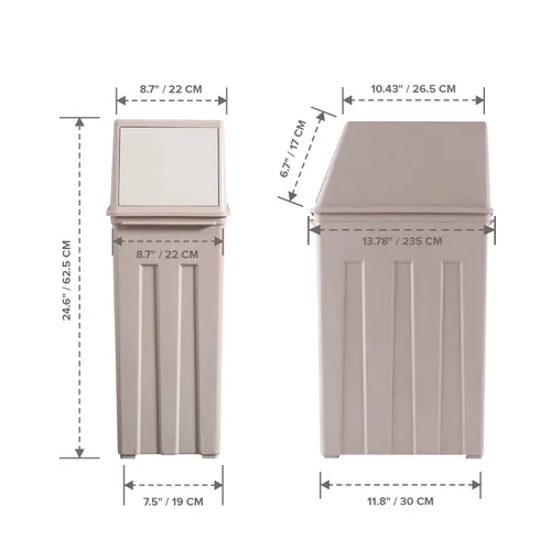 Vista 2 de Primo Supply Cubo de basura grande de 8 galones con tapa con bisagras, 32 cuartos de galón, bote de basura delgado de 11.8 x 7.5 x 24.6 pulgadas