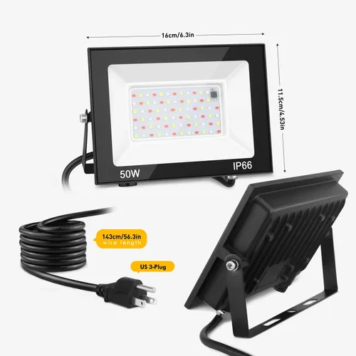 Vista 6 de Luz de Inundación LED al Aire Libre, Luz de Inundación RGB de 50W Cambio de Color, Luces de Paisaje al Aire Libre Impermeables IP66 para Escenario