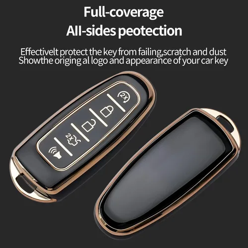 Vista 3 de Funda para llavero Ford para CMAX Escape Focus Edge Expedition Explorer Flex Taurus Smart Key Shell Case (negro)