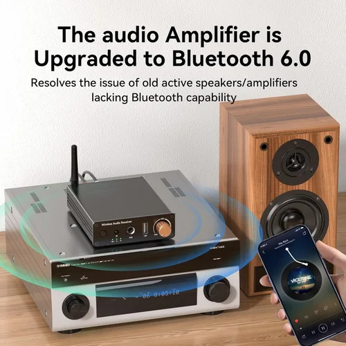 Vista 6 de Receptor Bluetooth 6.0, adaptador de audio Bluetooth con cable RCA AUX de 0.138 in, audio inalámbrico para recibir estéreo antiguo/altavoces