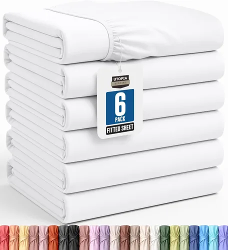 Vista 14 de Utopia Bedding - Paquete a granel de 2 sábanas bajeras ajustadas de microfibra cepillada suave con bolsillos profundos, resistentes al encogimiento