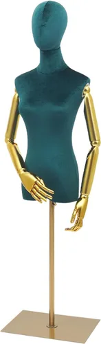 Vista 18 de Vestido de maniquí femenino con forma de torso, cuerpo de maniquí de costura ajustable de 63 a 81 pulgadas con soporte de metal y cabeza