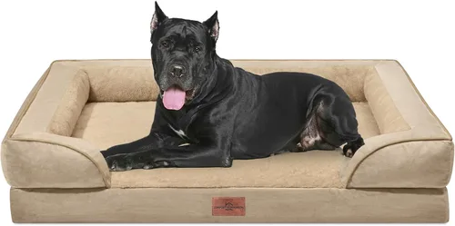 Vista 26 de Comfort Expression - Cama ortopédica para perros medianos, 28 x 19 pulgadas, cama impermeable y de apoyo de espuma con cojines removibles, sofá