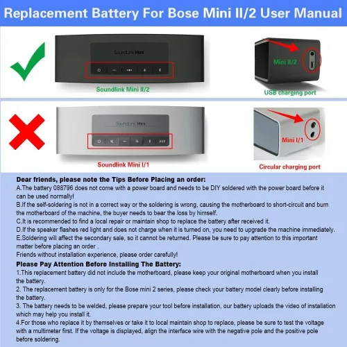 Vista 6 de 088796 088789 088772 Batería para Bose SoundLink Mini II