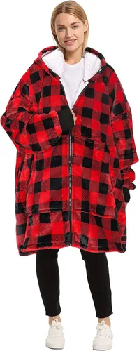 Vista 9 de Catalonia Sudadera con capucha y cremallera, chaqueta Sherpa de gran tamaño, regalo para ella Full-Zip Design for Easy Wear, Dual-Layer Comfort