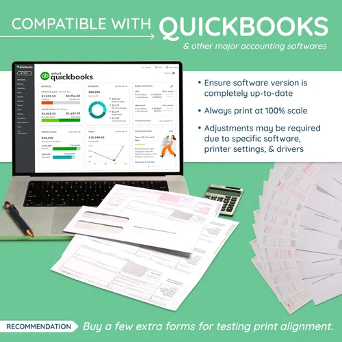Vista 2 de Blue Summit 50 Formularios 1099 NEC 2025 con Sobres, 50 Formularios de Impuestos 1099 NEC 2025, Kit de 4 Piezas, Compatible con QuickBooks