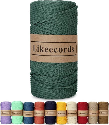 Vista 18 de Likeecords Cordón de macramé trenzado de poliéster de 0.157 in, 140 yardas, 426 pies, hilo elástico para bolsa de ganchillo para manualidades