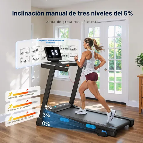 Vista 6 de MERACH T12 Foldable Treadmill for Home, 300 LBS Capacity, Wide Running Belt