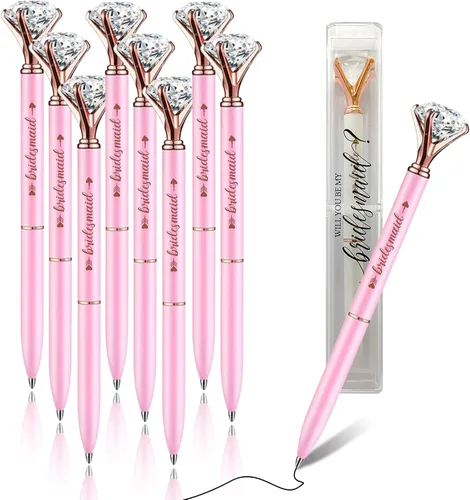 Vista 9 de LADY&HOME 10 bolígrafos de dama de honor, bolígrafos de diamantes grandes, bolígrafos de metal de cristal, regalos para mujeres, regalos para bodas