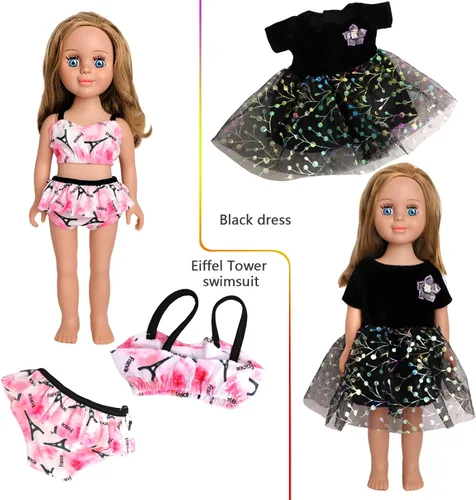Vista 3 de MSYO 10 piezas de ropa de muñeca, ropa de muñeca de 18 pulgadas, ropa de muñeca de bebé, para muñecas de 16 a 18 pulgadas, vestidos florales