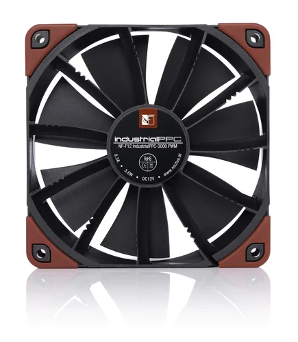 Vista 4 de Noctua NF-F12 iPPC 3000 PWM, Ventilador de refrigeración de servicio pesado, 4 pines, 3000 RPM (120mm, Negro)
