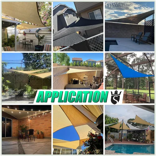 Vista 4 de Royal Shade Toldo de sol beige de 4' x 4' x 4', forma de triángulo RSTAPRT10, UPF50+ 95% de bloqueo UV, 200GSM, uso comercial estándar de alta