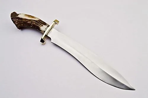 Vista 2 de Cuchillo de caza hecho a mano de acero D2 cuchillo de supervivencia con mango de asta de ciervo (S-963)