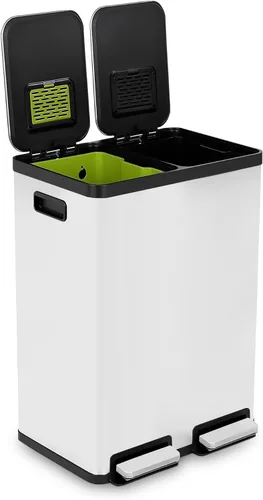 Vista 12 de SIMPLI-Magic Elegante bote de basura negro con pedal de 16 galones (60 litros), cubo de basura de cocina de doble compartimento con contenedores