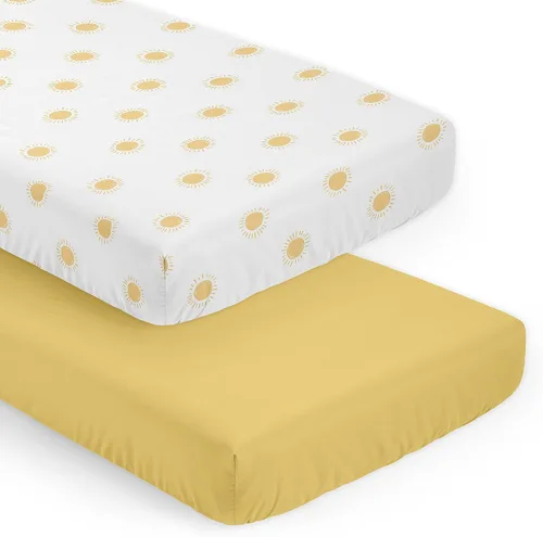 Vista 9 de Sweet Jojo Designs Mini sábana bajera para cuna para bebé (blanco y amarillo bohemio) para niñas o niños, guardería de recién nacidos/bebés, patios