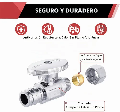 Vista 5 de EFIELD Pex-A Válvula de tope recto de 1/4 de giro 3/8 pulgadas de diámetro exterior de compresión x expansión Pex de 1/2 pulgada (F1960) latón
