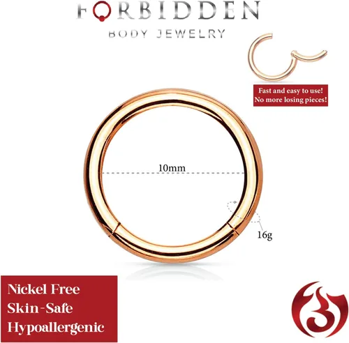 Vista 113 de Forbidden Body Jewelry - Piercing para la nariz de acero quirúrgico 316L con bisagra, 14G, 16G, 18G, diámetro de 15/64, 5/16, 25/64, 15/32 pulgadas