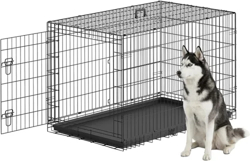 Vista 45 de [Usado] FDW Jaula para perros pequeños de 24 pulgadas plegable de metal con alambre para mascotas, doble puerta con panel divisor para interiores