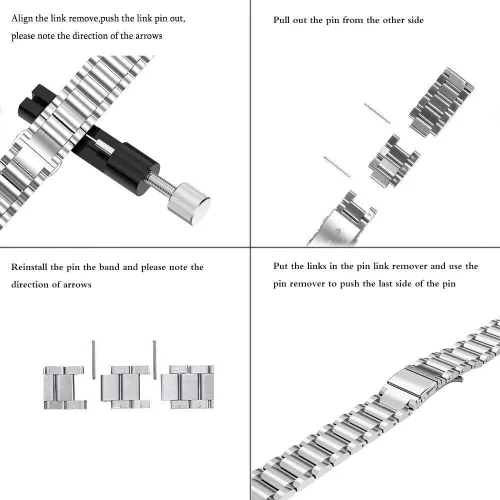 Vista 4 de Correa de repuesto de pulseras de acero inoxidable compatible con Huawei Band 7