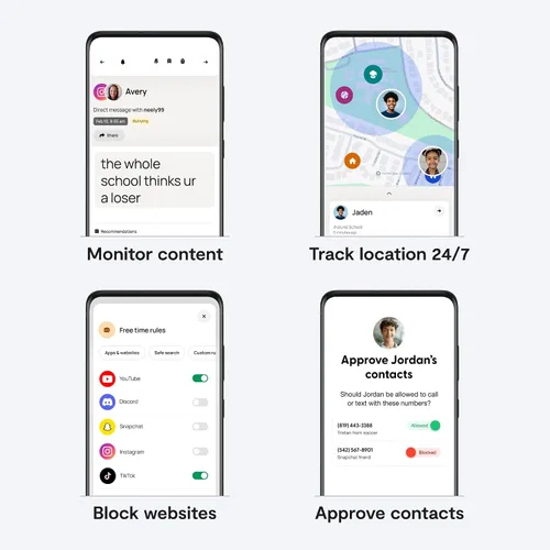 Vista 5 de Teléfono Bark - El teléfono más seguro para niños y adolescentes - Monitorea mensajes de texto, redes sociales y más - Controles parentales a prueba