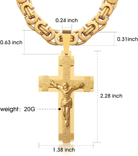 Vista 4 de Collar con dije de Jesucristo para hombre de acero inoxidable, 45505560657029.5pulgadas.