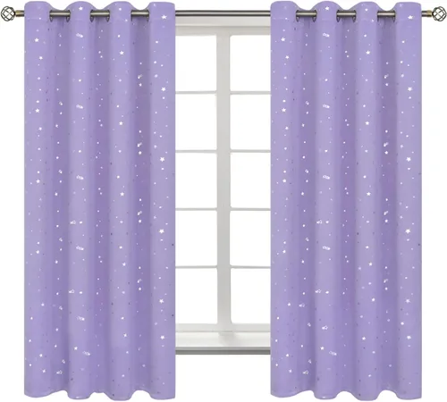 Vista 109 de BGment Cortinas opacas para dormitorio infantil, con aislamiento térmico, con ojales, estampado de estrellas plateadas, cortinas para oscurecer