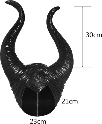 Vista 2 de MostaShow Sombrero de cuernos de reina para mujer disfraz de Halloween diadema negra de cuernos largos