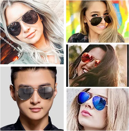 Vista 6 de Classic Aviator Sunglasses Retro Aviator Sunglasses for Women Men UV Blocking