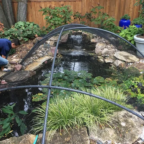 Vista 5 de Red de estanque para peces Koi para hojas de 10x30 pies, red de malla fina tejida de 1/2 pulg. fuerte para hojas de estanque, protección de peces