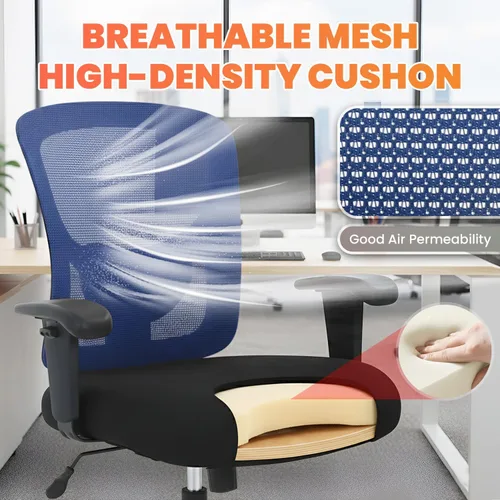 Vista 5 de BestOffice Silla de oficina grande y alta, silla de escritorio de 400 libras, silla de computadora de malla con soporte lumbar, asiento ancho